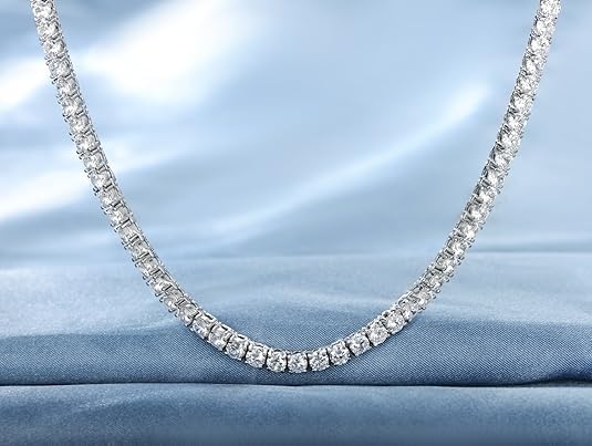 طقم عقد تنس مطلي بالذهب عيار 18 قيراط مكون من قلادة /سوار/اقراط/خاتم، مجوهرات لا تسبب الحساسية، عبوة من 4 قطع للنساء تناسب جميع الاشخاص وهي عصرية . من فيروز جوليري