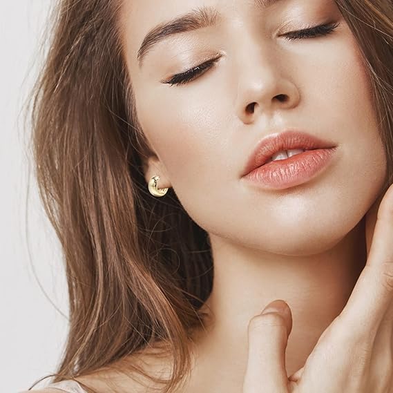 اقراط حلقية ذهبية مطلية بالذهب عيار 18 قيراط للنساء والرجال والبنات 13 ملم من فيروز جوليري .