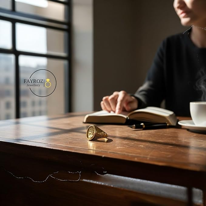 مجموعة خواتم ستانلس ستيل مطلية بالذهب عيار 18 قيراط – متعددة الأشكال للجنسين – تصميم فاخر وأنيق مقاوم للصدأ والخدوش – – مثالية للهدايا، الإطلالات اليومية، من فيروز جوليري.
