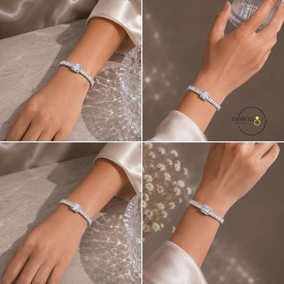 أساور نسائية مزينة بفصوص زركون لامع من ستانلس ستيل عالي الجودة – تصميم عصري فاخر مقاوم للصدأ وثابت اللون لإطلالة أنيقة وجذابة في جميع المناسبات من فيروز جوليري