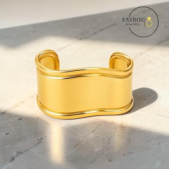 أساور نسائية قابلة للتعديل من ستانلس ستيل مطلية بالذهب عيار 18 قيراط، تصميم فاخر ثابت اللون، مناسبة للاستخدام اليومي والسهرات والمناسبات من فيروز جوليري