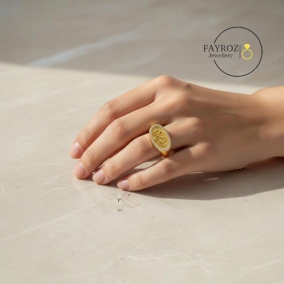 خاتم بانك رينج ستانلس ستيل قابل للتعديل، مرصع بزركون صناعي مع عبارات عربية مميزة، تصميم فاخر مقاوم للصدأ وثابت اللون، مناسب للهدايا – فيروز جوليري