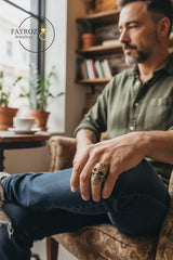 مجموعة خواتم ستانلس ستيل مطلية بالذهب عيار 18 قيراط – متعددة الأشكال للجنسين – تصميم فاخر وأنيق مقاوم للصدأ والخدوش – – مثالية للهدايا، الإطلالات اليومية، من فيروز جوليري.
