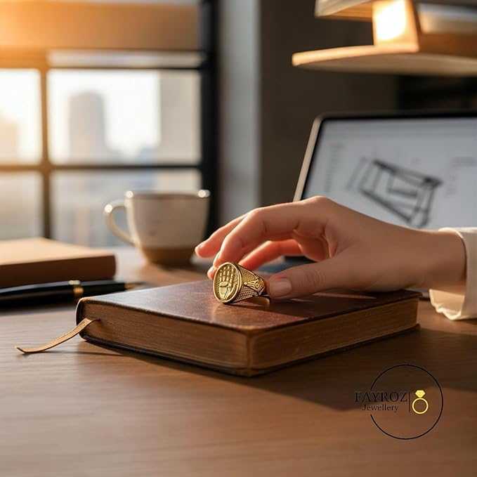 مجموعة خواتم ستانلس ستيل مطلية بالذهب عيار 18 قيراط – متعددة الأشكال للجنسين – تصميم فاخر وأنيق مقاوم للصدأ والخدوش – – مثالية للهدايا، الإطلالات اليومية، من فيروز جوليري.