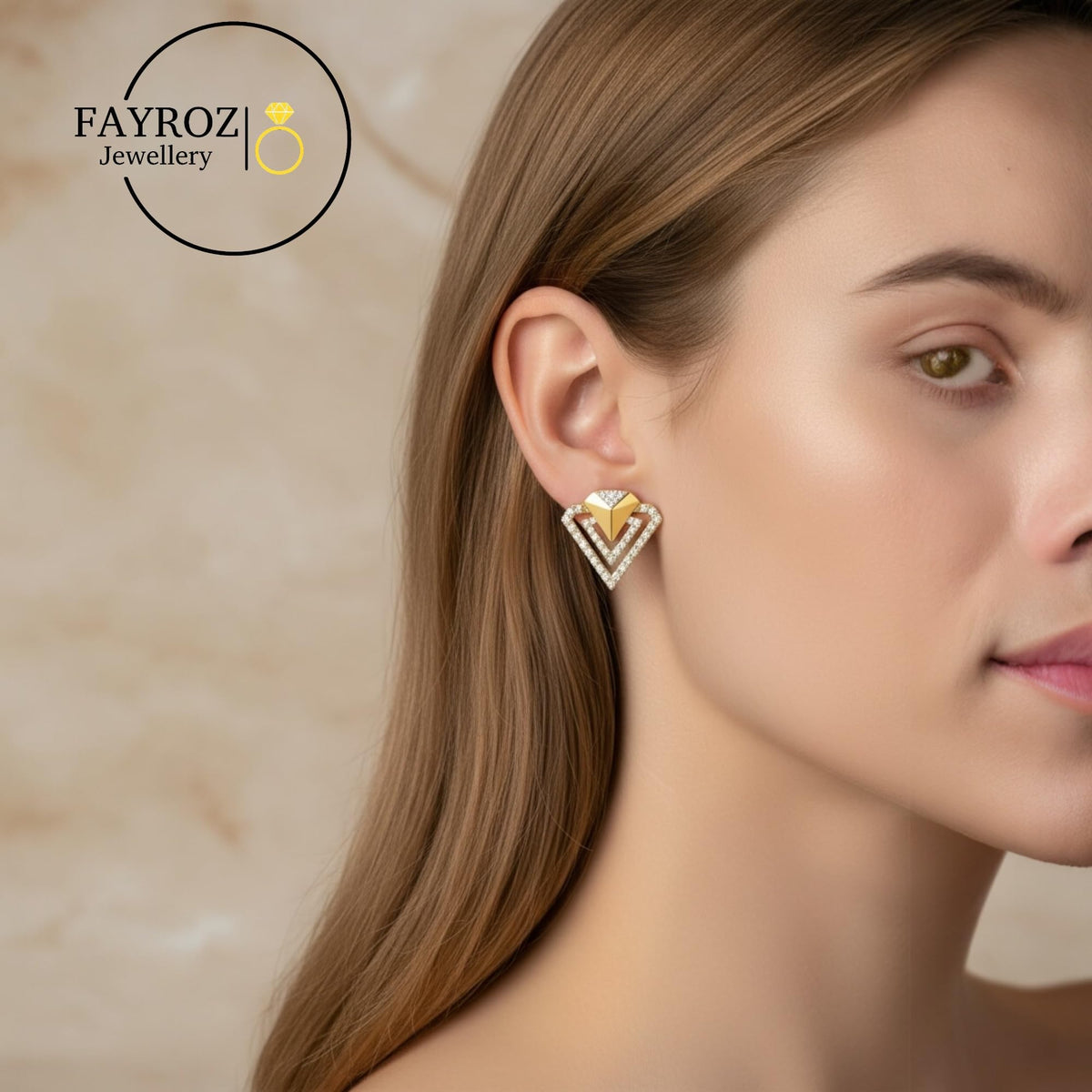حلق جولد بلتيد عيار 18 قيراط للنساء بتصميم فاخر وعصري، أقراط أنيقة خفيفة مقاومة للصدأ وثابتة اللون، مناسبة للحفلات والعمل والاستخدام اليومي، هدية مميزة للبنات والسيدات – فيروز جوليري