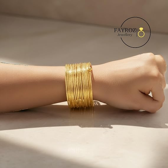 أساور نسائية جولد بلتيد متعددة الأشكال باللون الذهبي، تصميم فاخر وعصري، إكسسوارات أنيقة مناسبة للاستخدام اليومي والمناسبات والهدايا، تمنح إطلالة راقية من فيروز جوليري