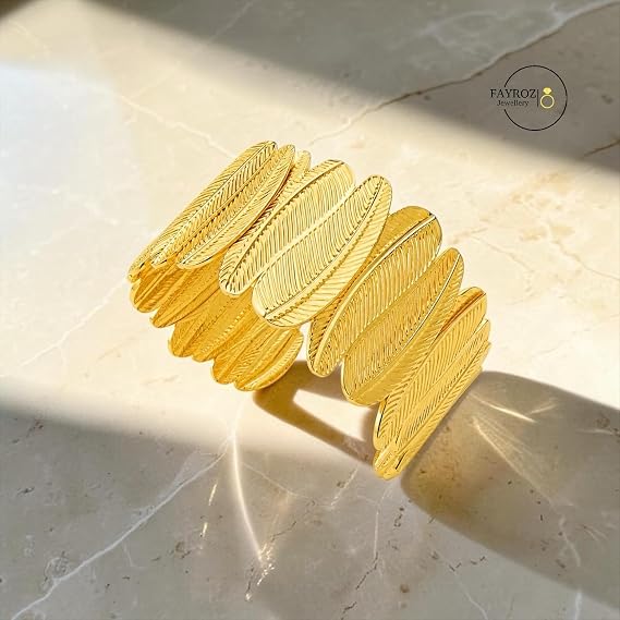 أساور نسائية قابلة للتعديل من ستانلس ستيل مطلية بالذهب عيار 18 قيراط، تصميم فاخر ثابت اللون، مناسبة للاستخدام اليومي والسهرات والمناسبات من فيروز جوليري