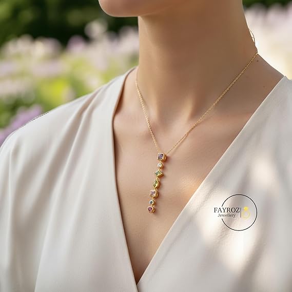 قلادة نسائية أنيقة بتصميم قلب مرصع مع تدلي متدرج من الزركون اللامع من ستانلس ستيل عالي الجودة – سلسلة ذهبية فاخرة مقاومة للصدأ وثابتة اللون من فيروز جوليري