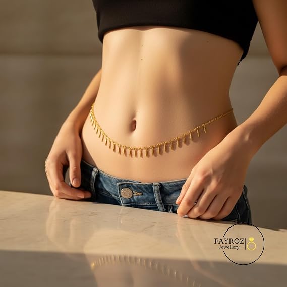 سلسلة بطن نسائية من ستانلس ستيل متعددة الأشكال، تصميم عصري وأنيق بتعليقات مميزة، مقاومة للصدأ وتغير اللون، مناسبة للشاطئ والمصايف والرقص – فيروز جوليري