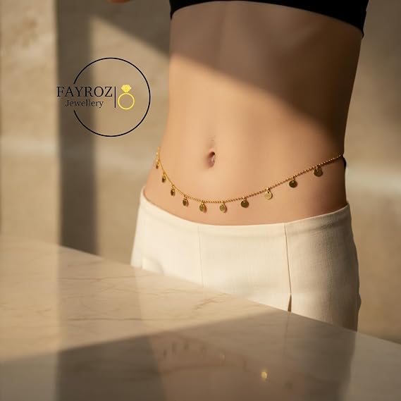 سلسلة بطن نسائية من ستانلس ستيل متعددة الأشكال، تصميم عصري وأنيق بتعليقات مميزة، مقاومة للصدأ وتغير اللون، مناسبة للشاطئ والمصايف والرقص – فيروز جوليري