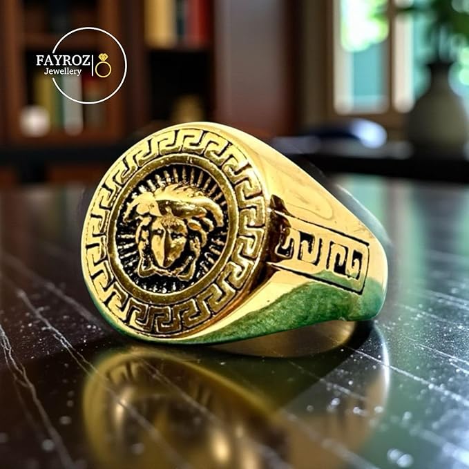 مجموعة خواتم ستانلس ستيل مطلية بالذهب عيار 18 قيراط – متعددة الأشكال للجنسين – تصميم فاخر وأنيق مقاوم للصدأ والخدوش – – مثالية للهدايا، الإطلالات اليومية، من فيروز جوليري.