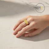خاتم بانك رينج ستانلس ستيل قابل للتعديل، مرصع بزركون صناعي مع عبارات عربية مميزة، تصميم فاخر مقاوم للصدأ وثابت اللون، مناسب للهدايا – فيروز جوليري