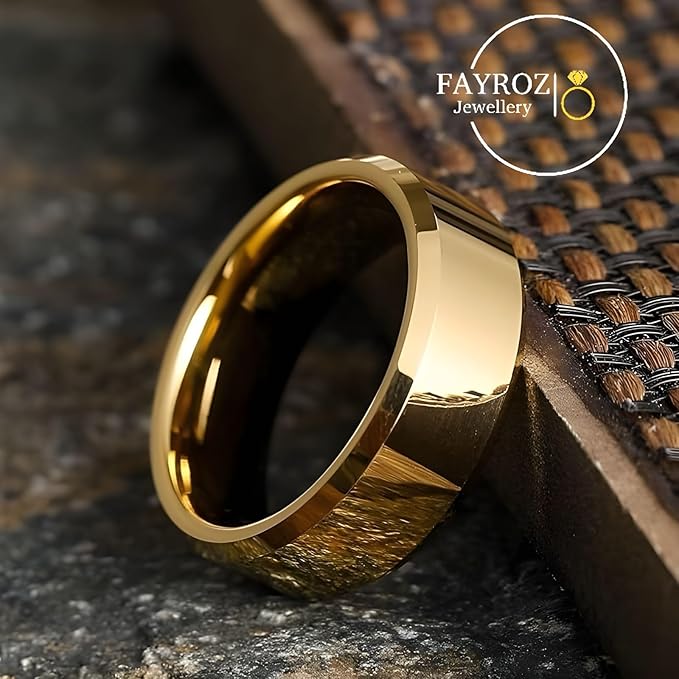 دبلة نسائية أنيقة بعرض 8 مم من ستانلس ستيل عالي الجودة مقاومة للصدأ والخدوش – تصميم عصري فاخر بثبات لون ولمعان دائم – خاتم راقٍ مناسب للارتداء اليومي . من فيروز جوليري