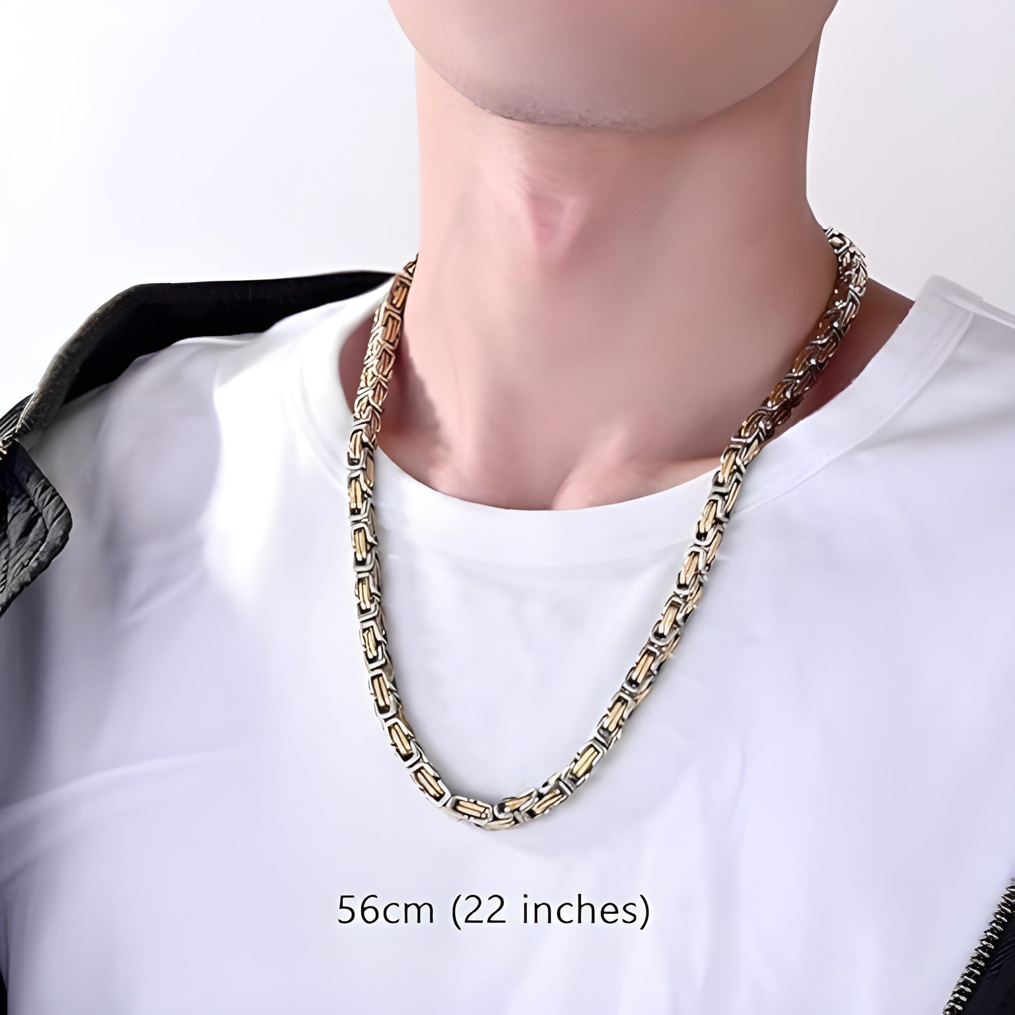 قلادة من الستانلس ستيل مطلية بالذهب عيار 18 قيراط للجنسين 4 ملم/6 ملم ، سلسلة بيزنطية انيقة ورائعة متعددة الوان ، تاتي مع اكياس هدايا . من فيروز جوليري .
